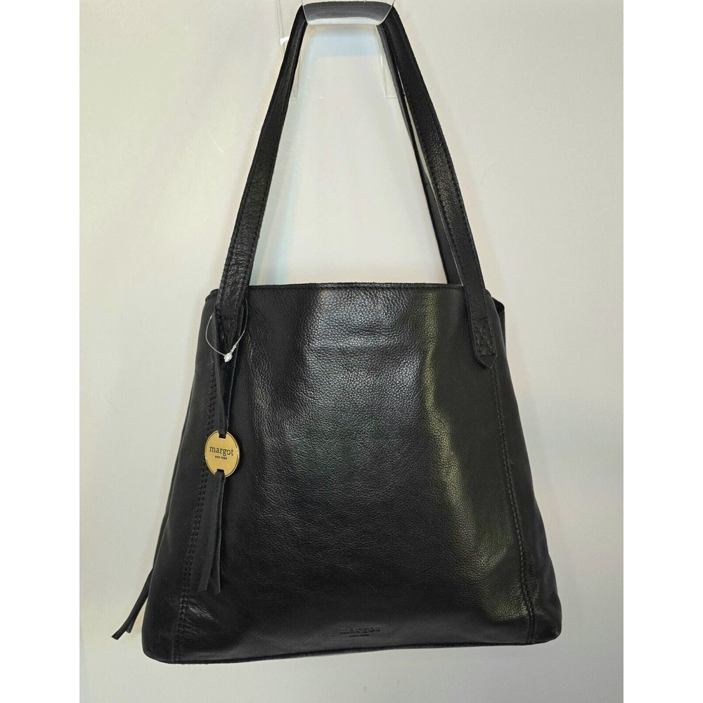 Margot New York Marcie Marcy Handbag Purse Tote Buttery Soft Leather Black